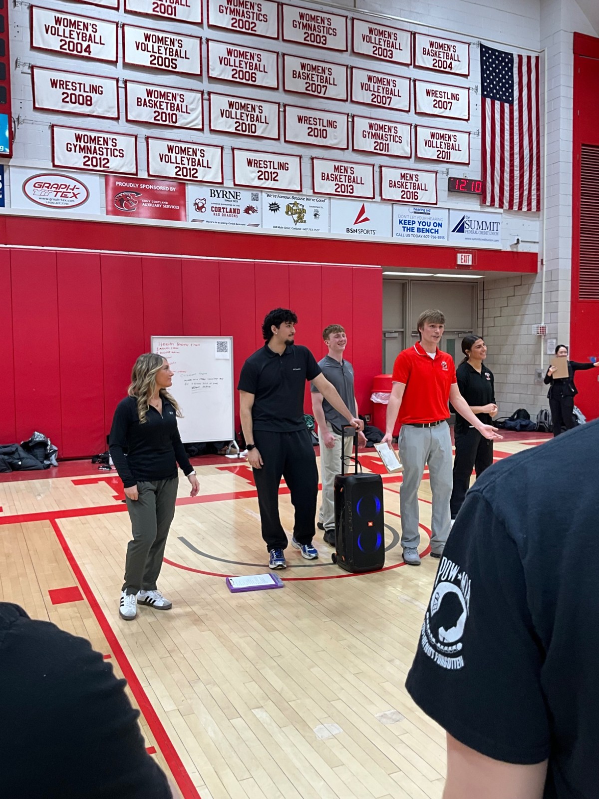A group working together during a physical education activity